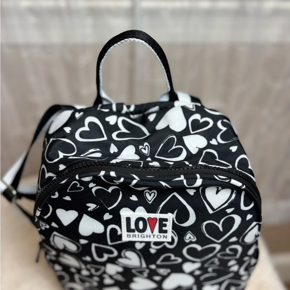 Brighton Endless Love Backpack Black/White Hearts